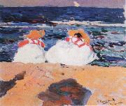 Joaquin Sorolla Y Bastida maria y elena en la playa USA oil painting artist